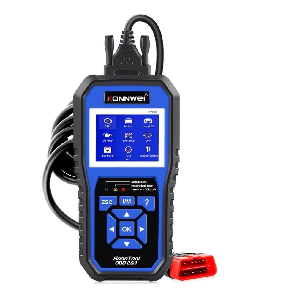 Konnwei KW450, ruční autodiagnostika pro Audi, Seat, Škoda, Volkswagen